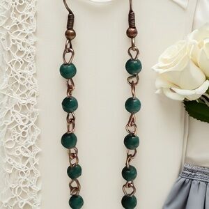 Elegant Handcrafted Green Beaded Earrings